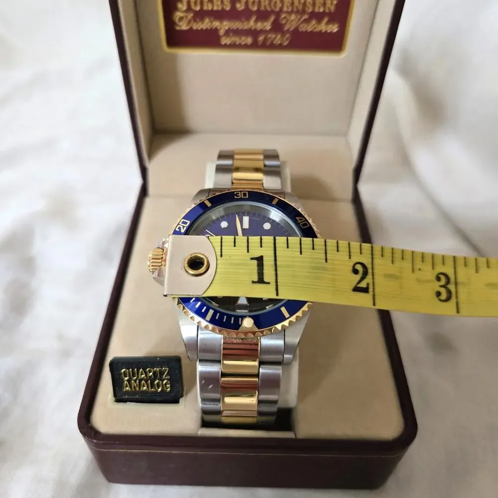 Vtg Jules Jürgensen Sea Diver Blue Bezel Two-Toned Band Date Indicator 7801NU